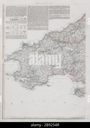 SOUTH WEST WALES. Pembrokeshire Carmarthenshire Cardiganshire. WELLER Karte von 1868 Stockfoto