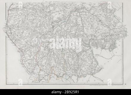 ENGLISH LAKE DISTRICT. Cumberland/Westmorland South. Eisenbahn. WELLER Karte von 1868 Stockfoto