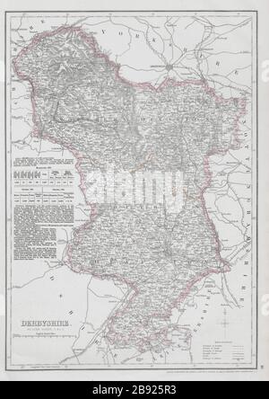 DERBYSHIRE. Spitzen-Kreisbahn Turnpike Straßen exklaven. DOWER ältere Karte von 1868 Stockfoto