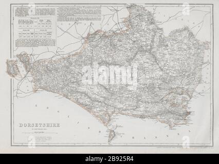 Landkarte DORSETSHIRE. Poole Weymouth. Exklave. Eisenbahn. WELLER ab dem Jahr 1865 Stockfoto