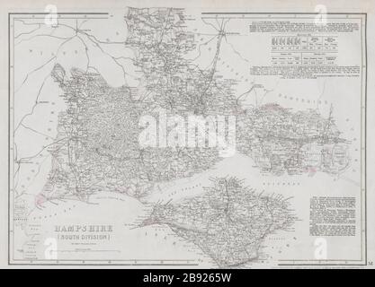 HAMPSHIRE SOUTH Isle of Wight New Forest Southampton Portsmouth WELLER, Karte von 1868 Stockfoto
