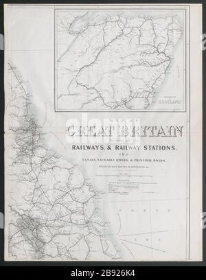 Großbritannien zeigt alle Eisenbahn… Yorkshire Northumbs Coast DOWER Karte von 1868 Stockfoto