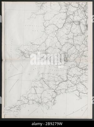 "Großbritannien zeigt alle Eisenbahn…" Wales und SW England. KARTE VON DOWER im Jahr 1868 Stockfoto