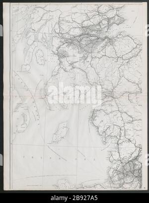 "Großbritannien zeigt alle Eisenbahn…" NW England & Schottland. KARTE VON DOWER im Jahr 1868 Stockfoto
