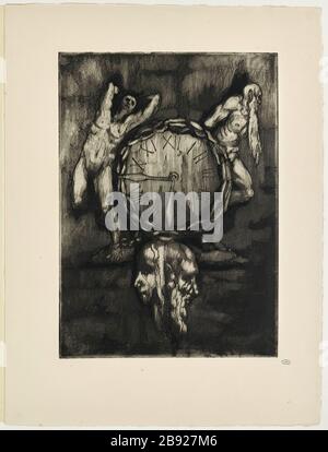Nr. 48 - ÜBER dem Portal ERSCHEINT EINE Uhr; / um das Ziffernblatt ist eine Kette geschnitzt Stockfoto
