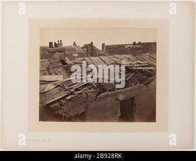 Ruinen der Kommune. Point du Jour, GUDIN-Straße, Auteuil, 16. Aktueller Bezirk, Paris, 1871. Ruines de la Commune. Point-du-Jour, rue GUDIN, Auteuil. Paris (XVIème arr.). Photographie anonyme. Tirage sur Papier Albuminé. 1871. Paris, musée Carnavalet. Stockfoto