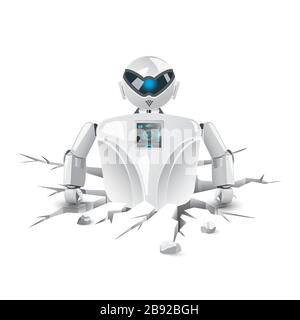 Humanoider Roboter macht die Bodenrisse Stock Vektor