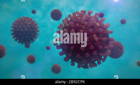 Erreger des Coronavirus, der Covid-19-Ausbruch, eine Sars-CoV-2-Virus-Pandemie Stockfoto