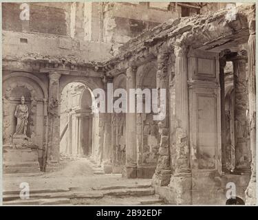 Die Tuilerien. Tuileries, 1. Bezirk, Paris. Juli 1871. La Commune de Paris. "Ruines de la Commune: Le Palais des Tuileries, Paris (Ier arr.)". Photographie de Pierre Emonts (1831-1912). Tirage sur Papier Albuminé. Juillet 1871. Paris, musée Carnavalet. Stockfoto