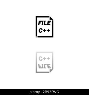 C Coding-Datei. Schwarzes Symbol auf weißem Hintergrund. Einfache Abbildung. Symbol "Flacher Vektor". Spiegelreflexionsschatten. Kann in Logo, Web, Handy und verwendet werden Stock Vektor