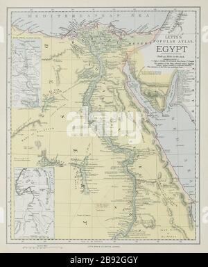 ÄGYPTEN. Niltal. Suez-Kanal. Rotes Meer. 'Sherm'/Scharm el-Scheich. LETTS Karte von 1884er Stockfoto