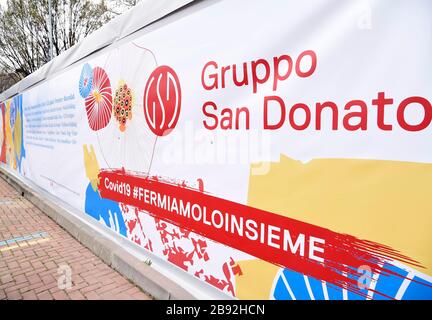 Mailand, Italien. März 2020. Milan, CORONAVIRUS - New Intnsive Therapy Department am Krankenhaus San Raffaele dank der Spendenaktion "Fedez Ferragni" - auf dem Foto: Exteriors ward Credit: Independent Photo Agency/Alamy Live News Stockfoto