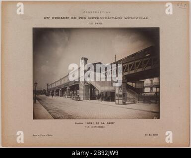 Bau / Straßeneisen Metropolitan / Stadtflughafen Paris. / Bahnhof "Quai de la Gare" / Übersicht. Blick auf den Bahnhof "Quai de la Gare", Paris. Anonyme. Construction / du chemin de fer métropolitain / Munizipalität de Paris. / Station "Quai de la Gare" / Vue d'Ensemble. "Vue de la Station "Quai de la Gare", Pariser Viertel". Tirage au gélatino-bromure d'argent. En 1909-05-10-1909-05-10. Paris, musée Carnavalet. Stockfoto