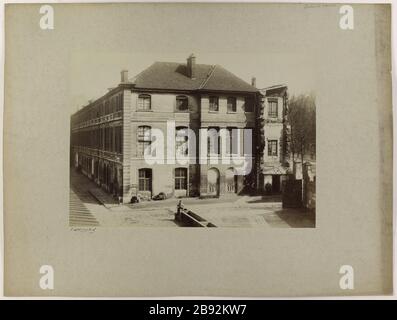 Celestine-Kaserne. Außenfassade der Kaserne Celestine, 4. Bezirk, Paris façade extérieure de la Caserne des Célestins. Paris (IVème arr.). Photographie anonyme. Paris, musée Carnavalet. Stockfoto