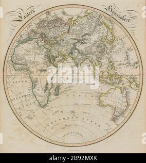 Östliche Hemisphäre. New Holland. Cook Gore Vancouver Routen. LIZARS-Karte von 1842 Stockfoto