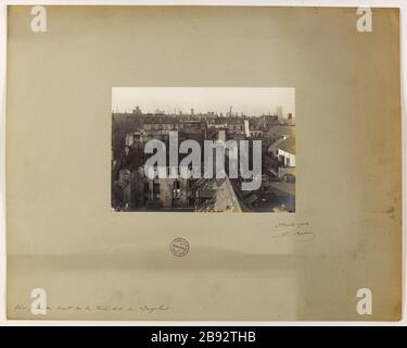 Blick von der Spitze des Turms namens Dagobert. Blick von der Spitze des Turms von Dagobert, 4. Bezirk, Paris Barry, Jean. Vue Pry du Hut de la Tour dite de Dagobert. "Vue Pry du Hut de la Tour de Dagobert, 4ème-Viertel, Paris". En 1908-04-1908-04. Paris, musée Carnavalet. Stockfoto