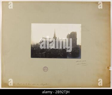 Blick von der Spitze des Turms namens Dagobert. Notre Dame de Paris Blick von der Spitze des Turms von Dagobert, 4. Bezirk, Paris Barry, Jean. Vue Pry du Hut de la Tour dite de Dagobert. "Notre-Dame de Paris vue du haut de la Tour de Dagobert, 4ème-Viertel, Paris". En 1906-04-1906-04. Paris, musée Carnavalet. Stockfoto