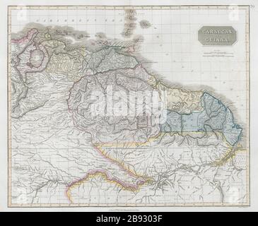 Caraccas & Guayana. Französisch, Niederländisch Und Spanisch Guyana. Venezuela. THOMSON 1830 Karte Stockfoto