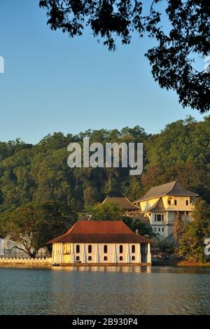 Sri Lanka, Kandy, Zahntempel, altes königliches Bad und See Stockfoto