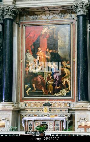 Wunder von Saint Ignace von Loyola, Rubens Kunstwerk, Chiesa del Gesù Kirche, Genua, Ligurien, Italien, Europa Stockfoto