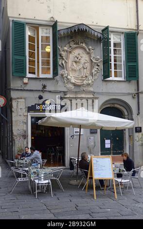 Lo Scorretto caffè, Salita Pollaiuoli Straße, Genua, Ligury, Italien, Europa Stockfoto