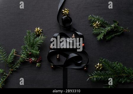 Kreativer Weihnachtsbaum Flach Lag Stockfoto