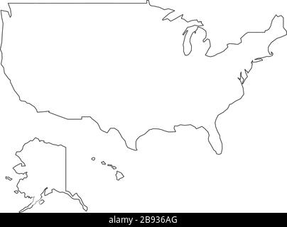Einfache Linearkarte der usa. Darstellung des Stock-Vektors auf weißem Hintergrund isoliert. Stock Vektor