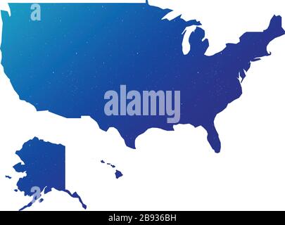 Einfache blaue Gradientenkarte der usa. Darstellung des Stock-Vektors auf weißem Hintergrund isoliert. Stock Vektor