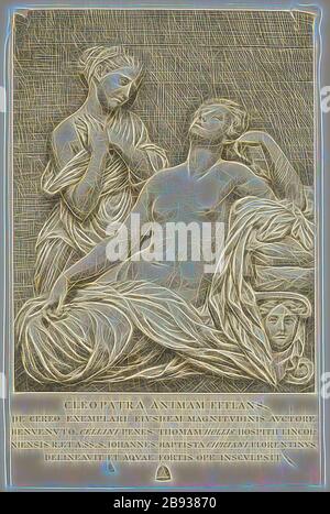 Giovanni Battista Cipriani, italienisch, 1727-1785, nach Benvenuto Cellini, italienisch, 1500-1571, Tod Kleopatras, zwischen 1727 und 1710, Radierung und Gravur in schwarzer Tinte auf verlegtem Papier, Blatt (innerhalb der Plattenmarke getrimmt): 22,9 × 14,9 cm (9 × 5 7/8 Zoll), von Gibon neu vorgestellt, Design von warmfröhlichem Leuchten von Helligkeit und Lichtstrahlen. Klassische Kunst mit moderner Note neu erfunden. Fotografie, inspiriert vom Futurismus, die dynamische Energie moderner Technologie, Bewegung, Geschwindigkeit und Kultur revolutionieren. Stockfoto