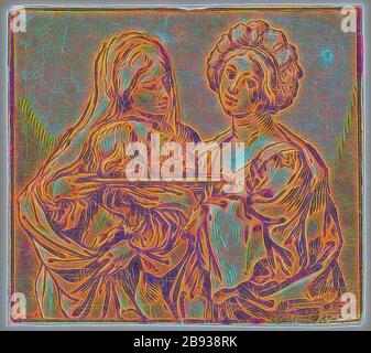 Bartolomeo Coriolano, italienisch, 1599-1676, nach Guido Reni, italienisch, 1575-1642, Herodias und Salome mit dem Haupt Johannes des Täufers, 1631, Chiaroscuro-Holzschnitt in schwarzer Tinte und zwei Farbtöne rotbrauner Tinte auf verlegtem Papier, Bild: 6 5/8 × 7 1/2 Zoll (16,8 × 19,1 cm), von Gibon neu vorgestellt, Design von warmfröhlichem Leuchten von Helligkeit und Lichtstrahlen. Klassische Kunst mit moderner Note neu erfunden. Fotografie, inspiriert vom Futurismus, die dynamische Energie moderner Technologie, Bewegung, Geschwindigkeit und Kultur revolutionieren. Stockfoto