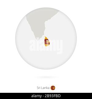 Karte von Sri Lanka und Nationalflaggen im Kreis. Sri Lanka Karte Kontur mit Fahne. Vektorgrafiken. Stock Vektor