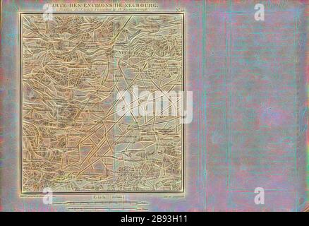 Karte der Umgebung von Neubourg, Karte Umgebung Neuenburg Baden-Württemberg Deutschland, N. 10, nach S. 252, S. 271, Tome 3, Desmadryl ainé (Géolithographie), Langlumé (lith.), Maréchal [Laurent de] Gouvion-Saint-Cyr: Mémoires sur les campagnes des armées du Rhin et de Rhin-et-paix de à Campo de juso 1792. Tomé 3. Paris. Anselin, libraire pour l'Art militaire, 1828-1829, neu gestaltet von Gibon, Design von warmen fröhlich glühen der Helligkeit und Lichtstrahlen Ausstrahlung. Klassische Kunst neu erfunden mit einem modernen Twist. Fotografie inspiriert von Futurismus, umarmt dynamische Energie des Moders Stockfoto