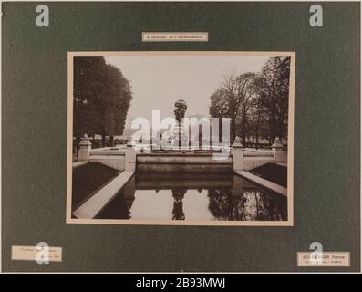 Die Allee der Sternwarte für den Brunnen Carpeaux 6. Pariser Bezirk. Séeberger Frères. "L'Avenue de l'Observatoire, vue de la fontaine de Carpeaux, 6ème arronoire, Paris". Tirage au gélatino-bromure d'argent. En 1906-09-1906-09. Paris, musée Carnavalet. Stockfoto