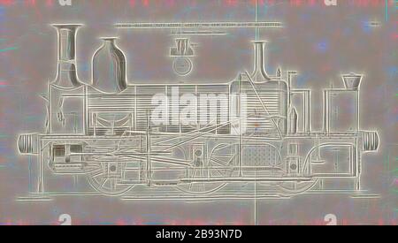 Tender Engine Tank Engine gebaut von Gebr. Scharp, Lokomotive der Sharp, Roberts and Company in Manchester, signiert: Heusinger v., W, Lith., V, J. Lehnhardt, Verleger v., Ch. W. Kreidel, Plate II, nach S. 175, Heusinger von Waldegg, Edmund, Lith. Anstalt von J. Lehnhardt (lith.), Christian Wilhelm Kreidel Verlag (ed.), Edmund Heusinger von Waldegg, Wilhelm Clauss: Abbildung und Beschreibung der Locomotive-Maschine: Nach den besten und neuesten Konstruktionen: unter Nutzung der englischen Werke von Tredgold, Kinnear Clark, und der französischen Schriften von Le Chatet, Petit, P Stockfoto