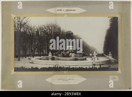 Avenue des Observatoriums / The Fountain Carpeaux / 4. November 1906. Vue de la fontaine de Carpeaux, Avenue de l'Observatoire, . Paris (VIème arr.).'Avenue de l'Observatoire / La fontaine de Carpeaux / 4 novembre 1906'. Photographie de E. Guy. Paris, musée Carnavalet. Stockfoto