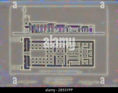 Khons Tempel, Karnac 2, Tempel des Chon in Karnak im Querschnitt und Grundriss, signiert: E. Prisse (del.), Bury (sculp.), Feige. 32, S. 145, Prisse, E (del.), Bury, J. (sculp.), 1853, Jules Gailhabaud: Monuments anciens et modernes. Bd. 1. Paris: Librairie de Firmin Didot frères, 1853, neu gestaltet von Gibon, Design von warmen fröhlichen Leuchten von Helligkeit und Lichtstrahlen Ausstrahlung. Klassische Kunst neu erfunden mit einem modernen Twist. Fotografie inspiriert von Futurismus, umarmt dynamische Energie der modernen Technologie, Bewegung, Geschwindigkeit und Kultur revolutionieren. Stockfoto