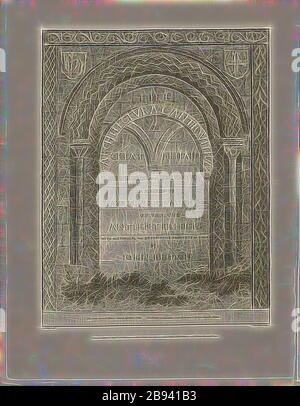 Titelblatt zu 'die architektonischen Altertümer Großbritanniens', signiert: J. Britton (del.), John Smith (sculp.), Abb. 1, Titelseite, Britton, J. (del.), Smith, John (sc.), 1807, John Britton: The Architectural Antiquities of Great Britain: Representated and Illustrated in a series of views, elevations, Plans, sections and Details of various ancient English Efications: With historical and descriptive accounts of each. Bd. 1. London: J. Taylor, 1807-1826, neu gestaltet von Gibon, Design von warmen fröhlichen Leuchten von Helligkeit und Lichtstrahlen Ausstrahlung. Klassische Kunst neu erfunden mit einem modernen Twist. Fotografie Stockfoto