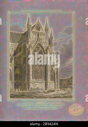 Beverley Minster, Yorkshire, East End, Beverley Minster in Beverley, East Riding of Yorkshire, signiert: Gezeichnet von A. Pugin, Etch'd von I. Le Keux, Published by Longman & Co, Fig. 45, S. 260, Pugin, Augustus Charles (Zeichnung), Keux, John Le (Radierung), Longman & Co. (Veröffentlicht), 1821, John Britton: The Architectural Antiquities of Great Britain: Representated and Illustrated in a series of views, elevations, Plans, sections and Details of various ancient English Efications: With historical and descriptive accounts of each. Bd. 5. London: J. Taylor, 1807-1826, neu gestaltet von Gibon, Design von warmem Cheerfu Stockfoto