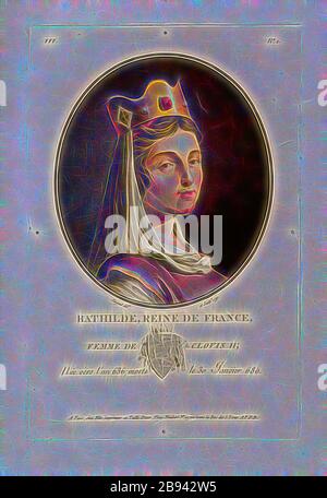 Bathilde, Königin von Frankreich, Ehefrau von Clovis II., Bathilde von Ascania, Ehefrau des fränkischen Königs Clovis II., signiert: Sergent (del. Et sculp.), chez Blin, FFF-Nr. 1, Sergent, Antoine Louis François (del. Et sc.), Blin (chez), Antoine François Sergent-Marceau: Portraits des grands hommes, femmes illustres et sujets mémorables de France: Gravés et imprimés en couleurs. Dédié au ROI. Bd. 1. Paris: chez Blin, Imprimeur en Taille-Douce, [1786-1792], Neugestaltung von Gibon, Design von warmen fröhlich glühen von Helligkeit und Lichtstrahlen Ausstrahlung. Klassische Kunst neu erfunden mit einem modernen Twist. Inspiriert von der Fotografie Stockfoto