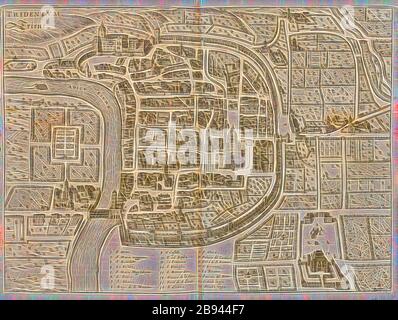trient, Karte von Trient (Italien), Abb. 11, S. 58, 1640, Martin Zeiller: Itinerarium Italiae nov-antiquae oder Raiss-Beschreibung durch Italien: Darinn not allein viel underschiedlicher Weg durch das Welschland selbsten [...]. Frankfurt am Mayn: In der Verlegung Matthaei Merians, M.DC.XL. [1640], von Gibon neu vorgestellt, Design von warmem, fröhlichem Leuchten von Helligkeit und Lichtstrahlen. Klassische Kunst mit moderner Note neu erfunden. Fotografie, inspiriert vom Futurismus, die dynamische Energie moderner Technologie, Bewegung, Geschwindigkeit und Kultur revolutionieren. Stockfoto