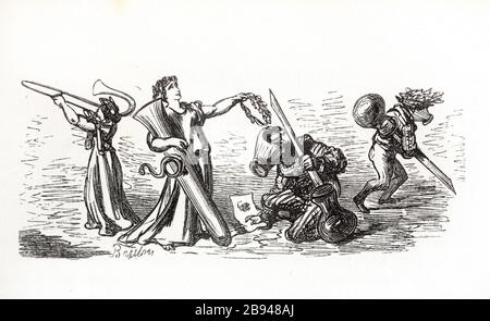 Illustration für Honoré de Balzac, The Tales comical, Paris: General Society Library, 1855 (Bewertung: R8 Grad cc1405) Gustave Doré (1832-1883), dessinateur." Illustration für Honoré de Balzac, "Les Contes drolatiques", Paris: Société générale de Librairie, 1855". Tiefdruck sur bois. Paris, Maison de Balzac. Stockfoto