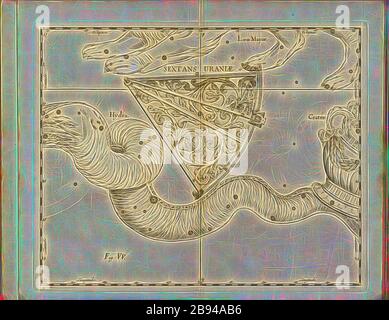 Sextans, Karte des Sternbildes Sextant, Abb. 48, Abb., bis S. 21, Johannes Hevelius, Johann Ernst von Schmieden: Johann Hevelii prodromus astronomiae, exhiens fundamenta, quae tam ad novum planè & correctiorem stellarum fixarum catalogum construendium, quàm ad onmium planetarum tabulas corrigendas omnimodè spectant, nec non as pertinuliimulázázázázázázázázázázázázázázázázázázázázár Gedani: Typis Johann-Zachariae Stollii, 1690, von Gibon neu vorgestellt, Design von warmfröhlichem Leuchten von Helligkeit und Lichtstrahlen. Klassische Kunst mit einem modernen TW neu erfunden Stockfoto