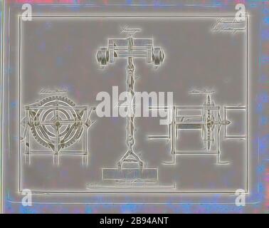Hebemaschine Bratter, Front- und Seitenansicht für den Bau eines Hebezeugs und Steinautos, signiert: Signiert von Jos., Lantz, Jacob Schmutzer sc, N. VI, Lántz, József (gez.), Schmutzer, Jacob (sc.), József Lántz: Franzens Brücke zu Wienn. [S.l.]: [s.n.], [1805], Neugestaltung von Gibon, Design von warmen fröhlich glühen von Helligkeit und Lichtstrahlen Ausstrahlung. Klassische Kunst neu erfunden mit einem modernen Twist. Fotografie inspiriert von Futurismus, umarmt dynamische Energie der modernen Technologie, Bewegung, Geschwindigkeit und Kultur revolutionieren. Stockfoto