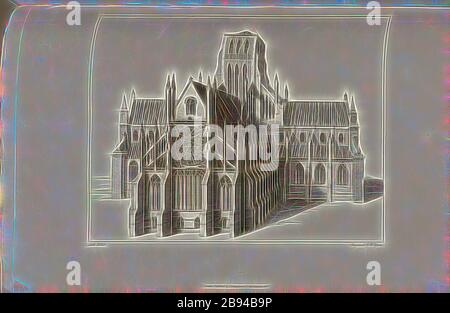 Kathedrale von St. Paul aus East Prospect, Old St Paul's Cathedral in London, signiert: Nach Hollar, gestochen von W. Byrne, Published by Lackington & Co. And Longman & Co., Pl. XL, AT S. 108, Hollar, Wenzel (Zeichnung), Byrne, W. (Gravur), Lackington & Co (publ.), Longman & Co. (Publ.), William Dugdale, Henry Ellis: Die Geschichte der Saint Paul's Cathedral in London, von ihrer Gründung: Extrahiert aus Originalchartern, Aufzeichnungen, leiger-Bücher und andere Handschriften. London: Gedruckt für Lackington, Hughes, Harding, Mavor und Jones, und Longman, Hurst, Rees, Orme und Brown, 1818, Reimagined by Gi Stockfoto