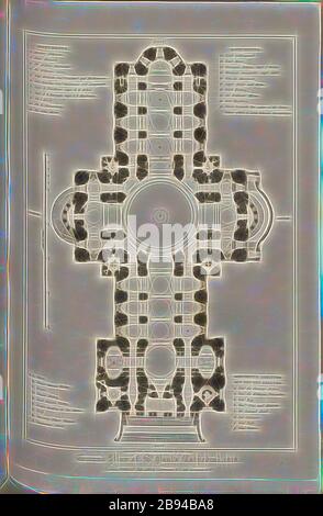 Grundriss der St. Paul's Cathedral, 1818, St. Paul's Cathedral Plan in London, signiert: Aus tatsächlichen Messungen von John Coney, Published by Lackington & Co. And Longman & Co., Pl. L, AT S. 184, Coney, John (Gravur), Lackington & Co. (Publ.), Longman & Co. (Publ.), William Dugdale, Henry Ellis: Die Geschichte der Saint Paul's Cathedral in London, von ihrer Gründung: Extrahiert aus Originalcharters, Aufzeichnungen, leiger-Bücher und andere Handschriften. London: Gedruckt für Lackington, Hughes, Harding, Mavor und Jones, und Longman, Hurst, Rees, Orme und Brown, 1818, Reimagined by Gibon, d Stockfoto