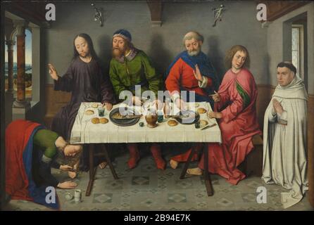 Gemälde „Christus im Haus des Simon“ des altniederländischen Renaissance-Malers Dieric Bouts / Dirk Bouts (1460) in der Berliner Gemäldegalerie in Berlin. Stockfoto