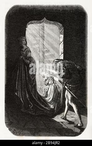 Esslouissement. Illustration für Honoré de Balzac, The Tales comical, Paris: General Society Library, 1855 (Bewertung: R8 Grad cc1405) Gustave Doré (1832-1883), dessinateur et Léopold Deghouy (1821-1861), Graveur. "Esslouissement." Illustration für Honoré de Balzac, "Les Contes drolatiques", Paris: Société générale de Librairie, 1855". Paris, Maison de Balzac. Stockfoto