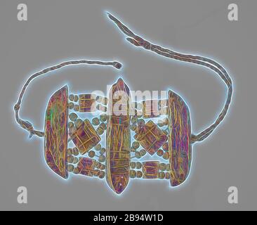 Buddhistischer zeremonieller Armstoff, 1800 s, Knochen, Baumwolle, 4-1/2 x 5-1/2 in., Nepalesen, Bhutaner, Asian Art, von Gibon neu vorgestellt, Design von warmem, fröhlichem Leuchten von Helligkeit und Lichtstrahlen. Klassische Kunst mit moderner Note neu erfunden. Fotografie, inspiriert vom Futurismus, die dynamische Energie moderner Technologie, Bewegung, Geschwindigkeit und Kultur revolutionieren. Stockfoto