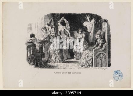 [Unsere Liebe Frau von Paris] Fleur de Lys und ihre Begleiter Stockfoto