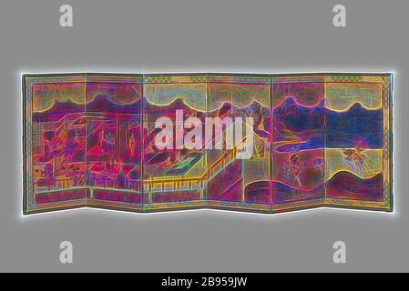 Merrymaking, unbekannt, Edo, ca. 1625, Tinte, Farbe und Blattgold auf Papier, 28-3/4 x 86-3/4 Zoll. (Installiert), Asian Art, von Gibon neu vorgestellt, Design von warmfröhlichem Leuchten von Helligkeit und Lichtstrahlen. Klassische Kunst mit moderner Note neu erfunden. Fotografie, inspiriert vom Futurismus, die dynamische Energie moderner Technologie, Bewegung, Geschwindigkeit und Kultur revolutionieren. Stockfoto